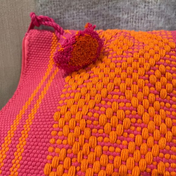 2-PACK SET HANDWOVEN PINK & ORANGE MAKE UP ACCESSORY BAGS 100% COTTON EXTERIOR - Picture 10 of 10